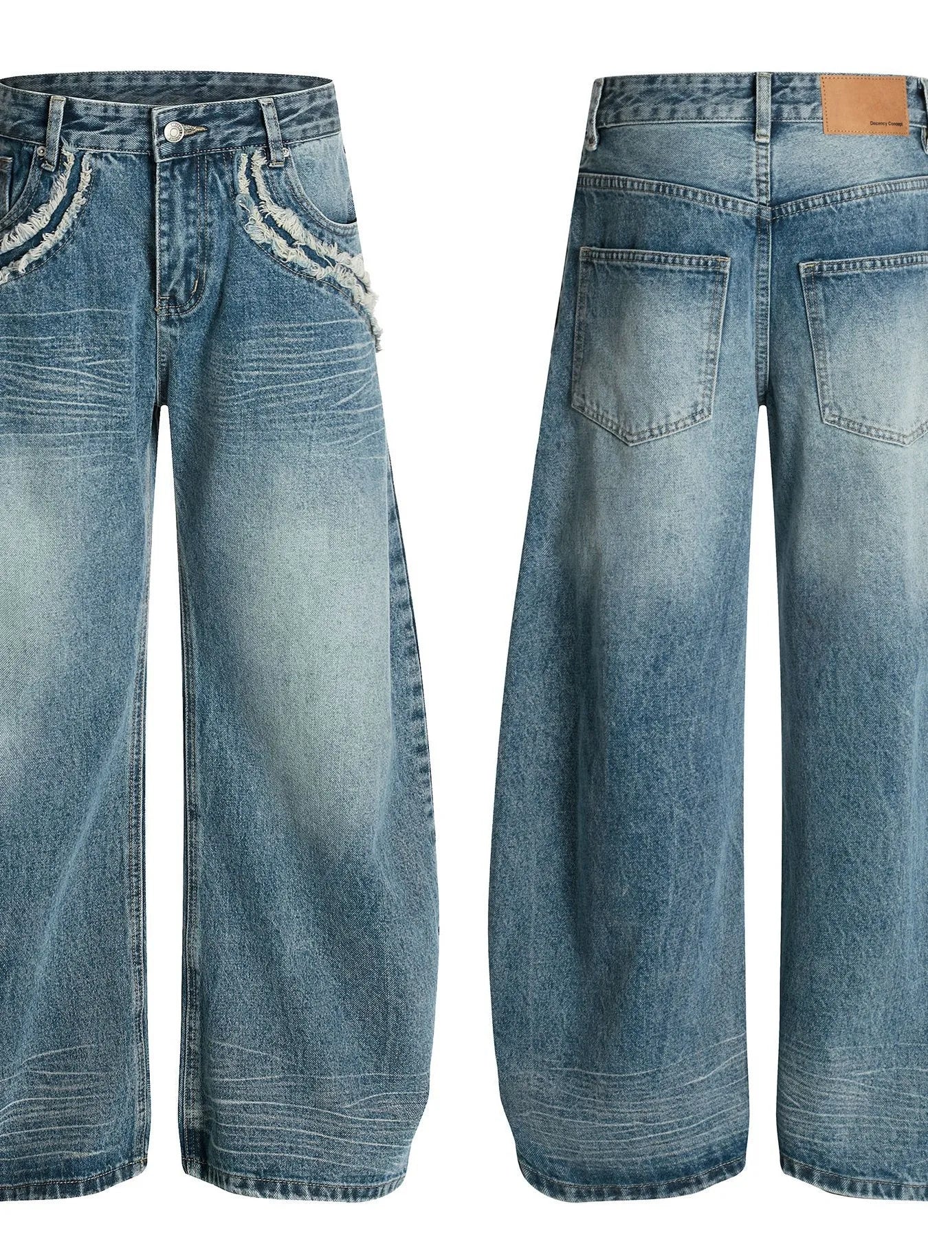 Men's Wide-Leg Vintage Wash Jeans - Farnelli