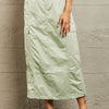 HYFVE Just In Time High Waisted Cargo Midi Skirt - Light Green