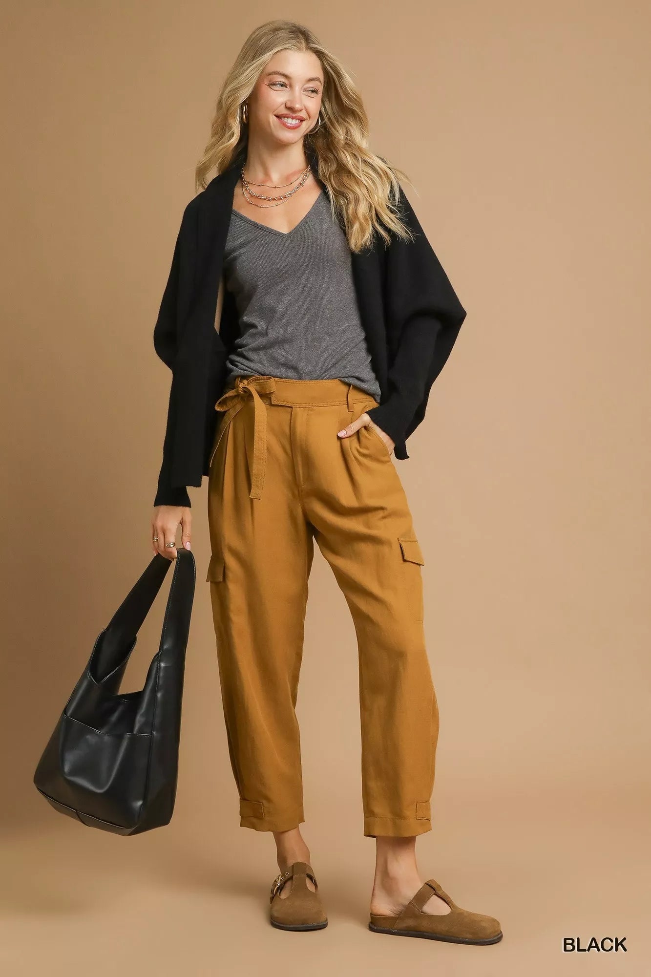 Umgee Open Front Cardigan with Front Pockets - Farnelli