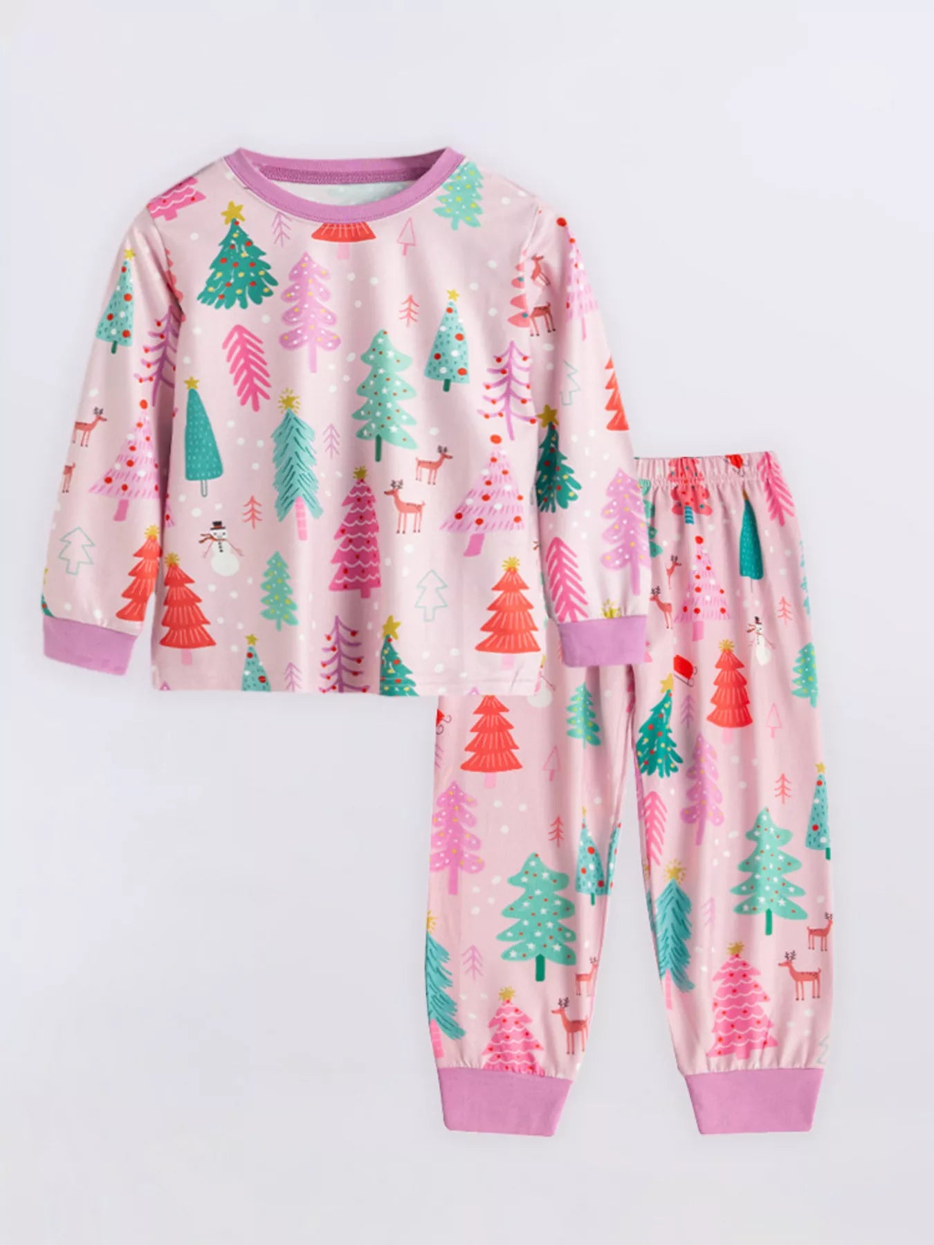 Children's Christmas Tree Print Pajama Set - Farnelli
