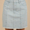 VERY J Bow Printed Casual Denim Mini Skirt - Lt Indigo