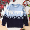 Children's Christmas Reindeer Pattern Knit Sweater - Light Blue