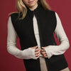 Umgee Zip-Up Sweater Vest with Ribbed Trim - Black