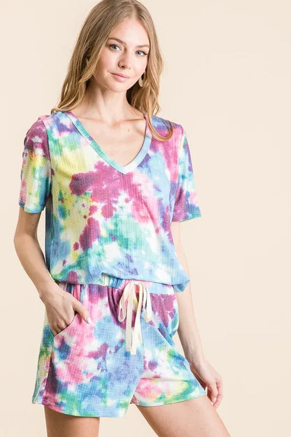 BiBi Tie Dye French Terry Casual Shorts - Farnelli
