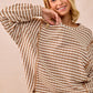 BiBi Open Seam Detail Textured Stripe Knit Top - Farnelli
