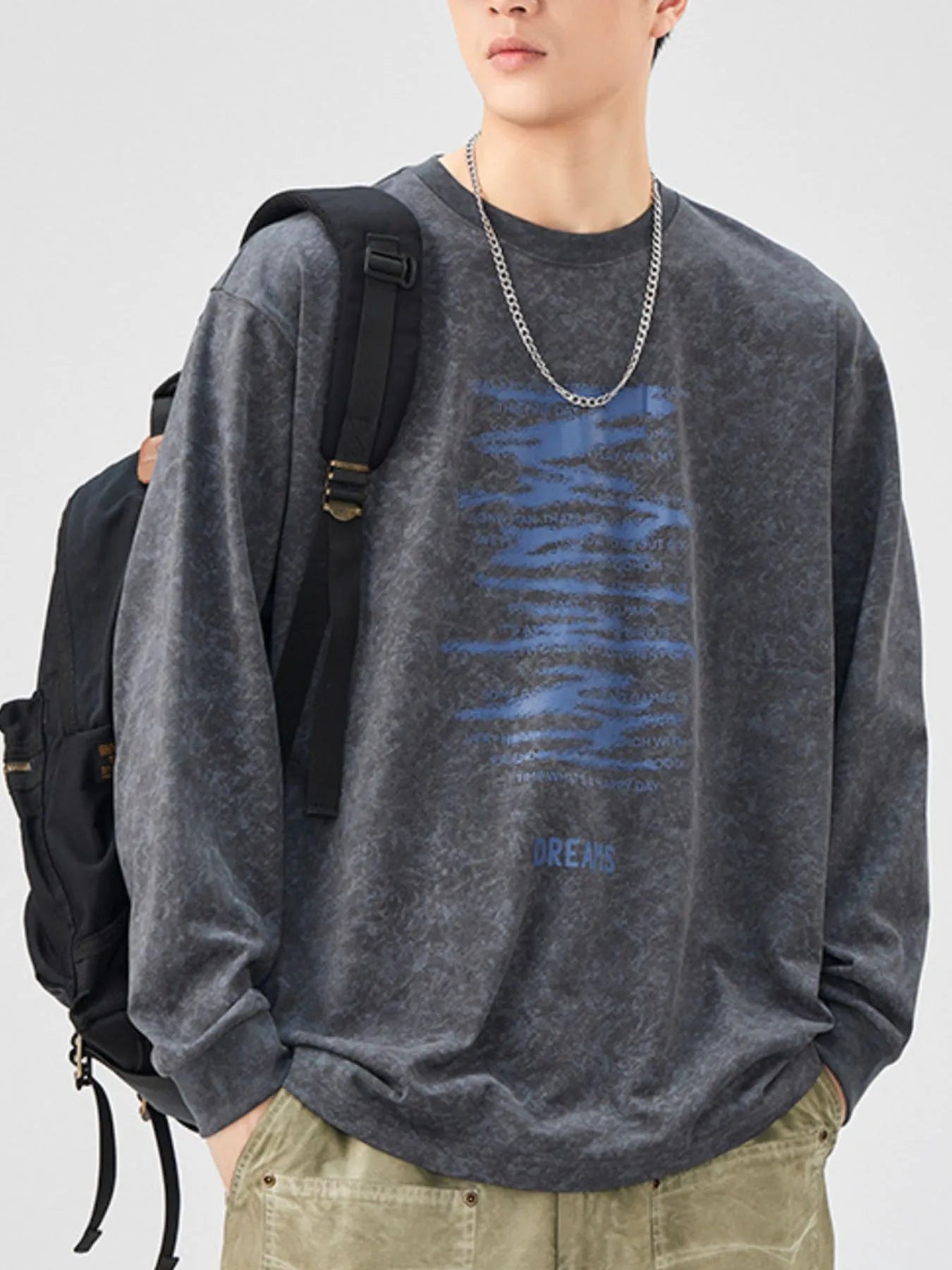 Men's Plus Size Graphic Round Neck Long Sleeve T-Shirt - Farnelli