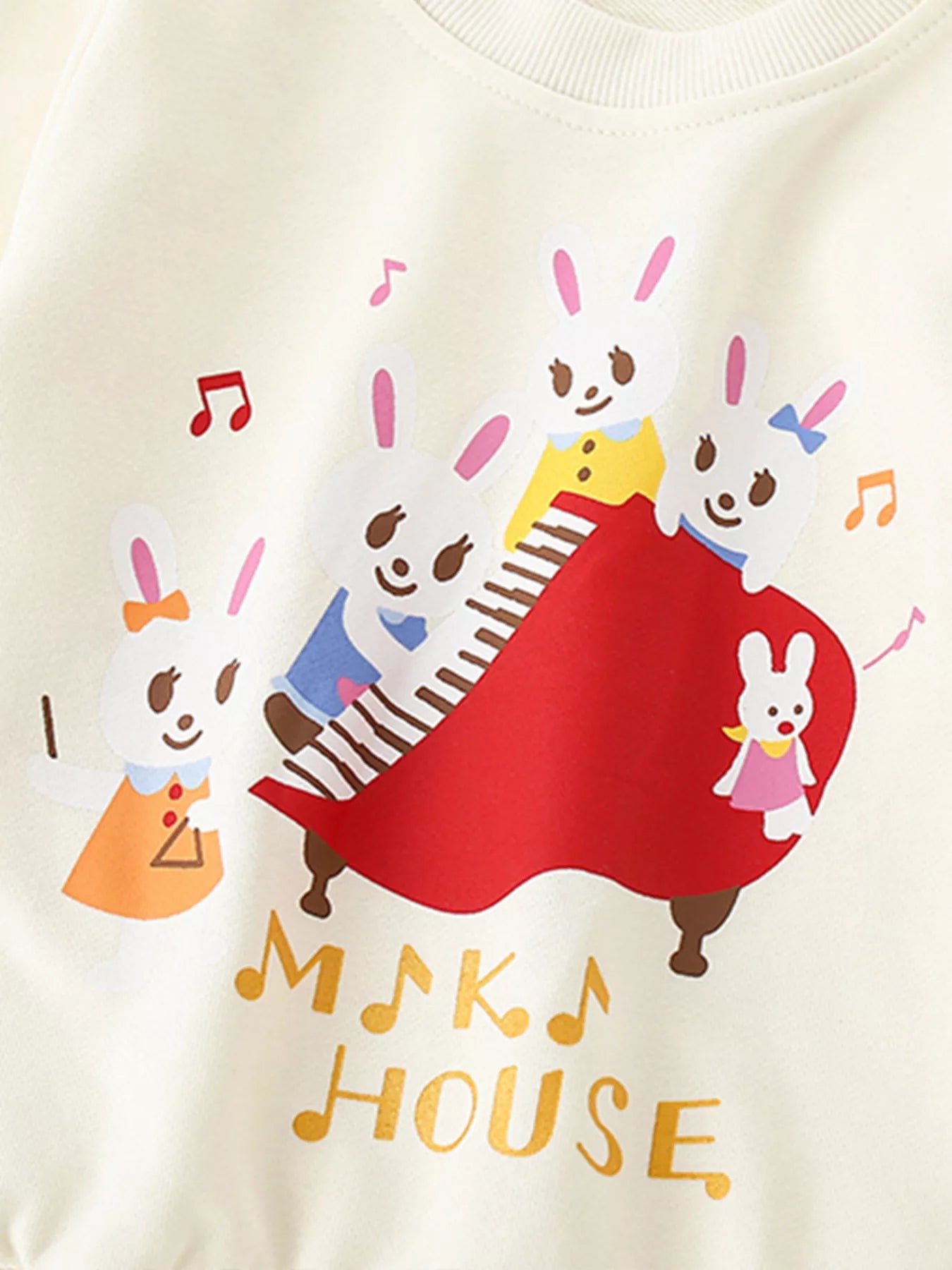 Children's Cute Rabbit Piano Crew Neck Sweatshirt - Farnelli