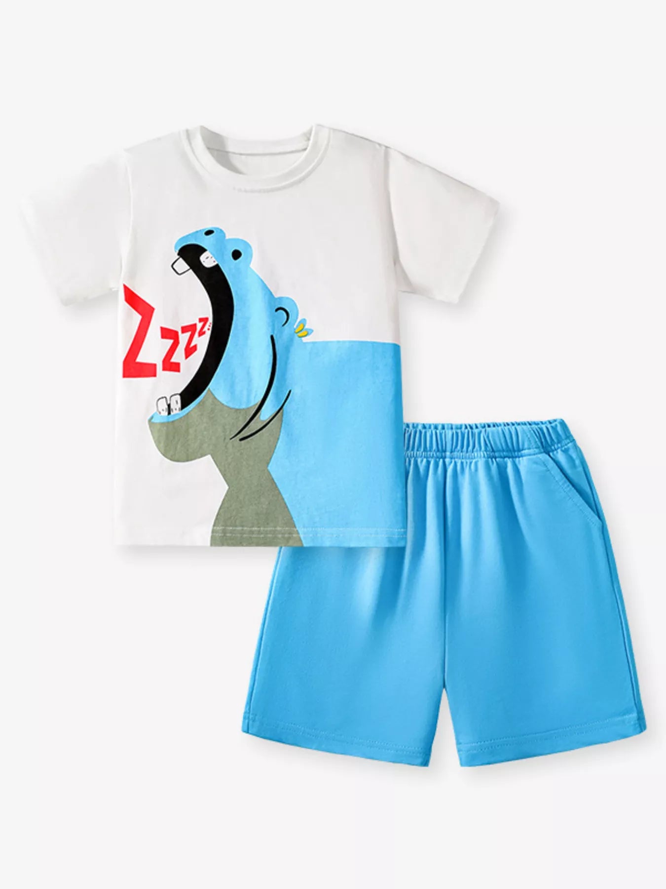 Children's Hippo Short Sleeve Top and Shorts Set - Farnelli