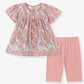 Children's Floral Bunny Print Top & Capri Leggings Set - Farnelli