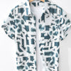 Men's Printed Button Up Short Sleeve Shirt - Green