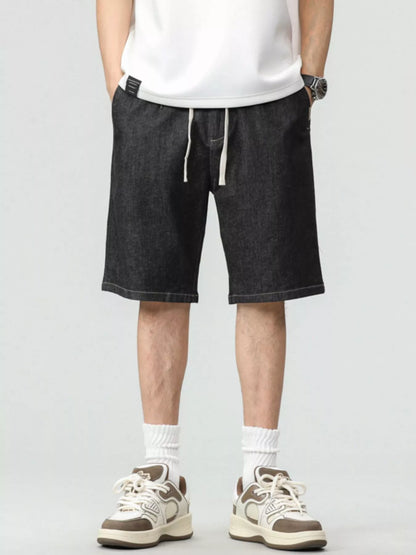 Men's Plus Size Drawstring Denim Shorts - Farnelli