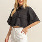 HYFVE Front Pockets Poplin Collared Neck Crop Shirt - Farnelli