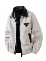 Men's Plus Size Leather Trimmed Zip Up Jacket - Farnelli