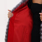 Genuine Silver Fox Virgin Wool Wrap Coat in Red