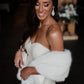 Light Ivory Faux Fur Shawl with Hooks & Eyes (Lilian Ivy07)