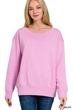 Zenana Fleece Boat Neck Sweatshirt - Farnelli