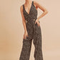 Aemi + Co Ditsy Floral Surplice Sleeveless Wide Leg Jumpsuit - Farnelli