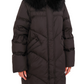 Nellie Genuine Fur Trim Down Fill Coat in Black