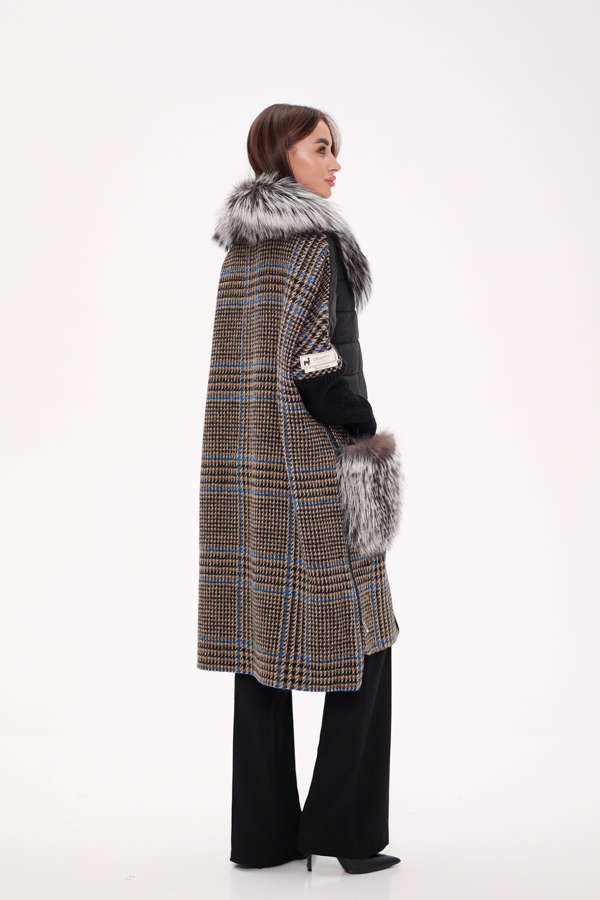 Alaska Outerwear Company Saga Furs silver fox wool cashmere coat in a luxurious full-length design