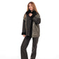Audrey Genuine Lamb Leather Fox Fur Down Coat in Olive