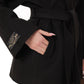 Astoria Midi Cashmere Wool Blend Coat in Black