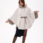 Genuine Mink Fur Double Face Wool Hooded Poncho
