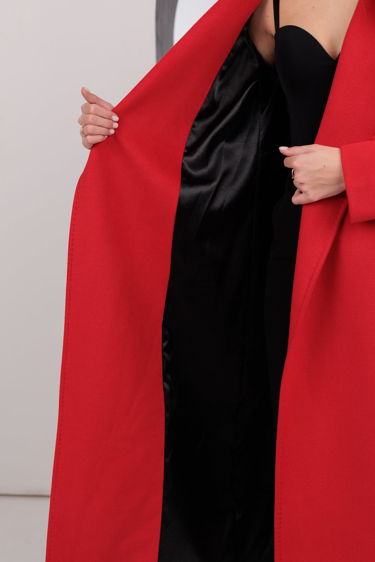 Red Astoria classic wraparound wool blend overcoat by Alaska® Outerwear Company