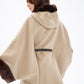 Genuine Mink Fur Double Face Wool Hooded Poncho
