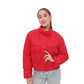 Studded Light Demi-Season Hooded Cropped Jacket in Red
