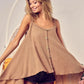 BiBi Popcorn Waffle Knit with Buttoned Front Cami Top - Farnelli
