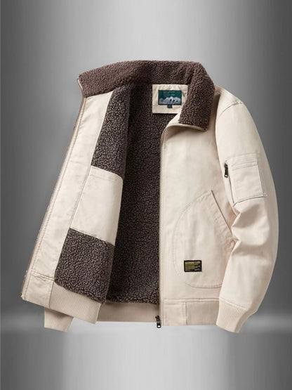 Men's Plus Size Zip Up Fur Collar Jacket - Farnelli