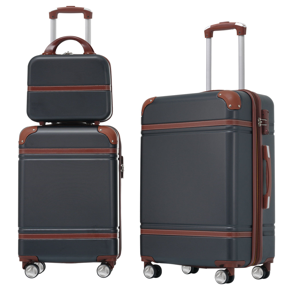 HouseOfZazla white 3-piece hardshell luggage set with TSA locks
