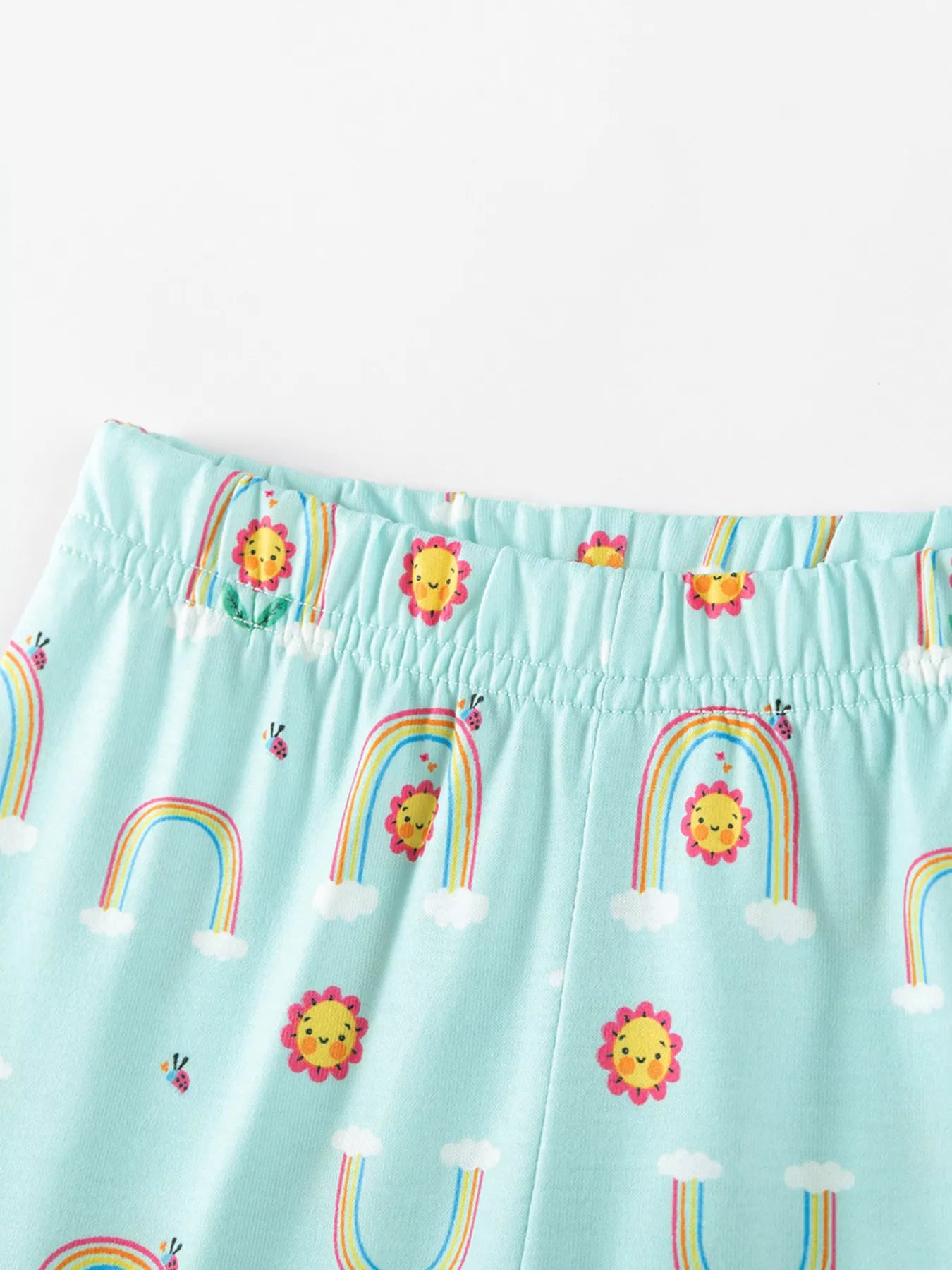 Children's Flower Appliqué Top & Rainbow Print Capri Set - Farnelli