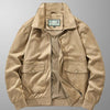 Men's Plus Size Zip Up Long Sleeve Jacket - Khaki