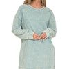 Zenana French Terry Acid Washed Dress with Pockets - ASH BLUE