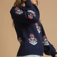 Umgee Floral Knit Sweater with Puff Sleeves - Farnelli