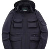 Men's Plus Size Multi-Pocket Hooded Outdoor Jacket - Navy