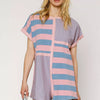 Umgee Mixed Striped Short Sleeve Romper - DUSTY BLUE