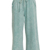 Zenana Washed French Terry Palazzo With Pockets - ASH BLUE