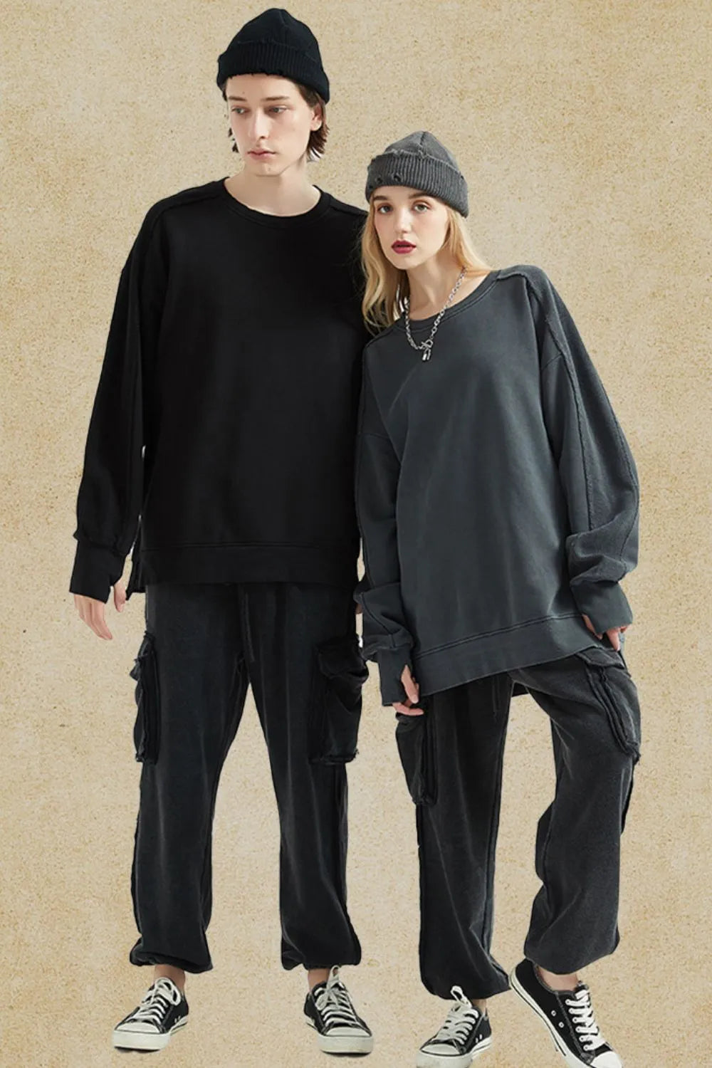 Men's Side Slit Round Neck Long Sleeve Sweatshirt - Farnelli