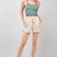 VERY J Drawstring Elastic Waist Linen Shorts - Farnelli