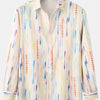 Men's Watercolor Stripe Print Long Sleeve  Shirt - Multi