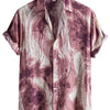 Men's Plus Size Abstract Marble Print Short Sleeve Button-Up Shirt - Red