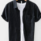 Men's Striped Button Up Short Sleeve Shirt - Farnelli