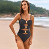 Cutout Ruched Sweetheart Neck One-Piece Swimwear - Black