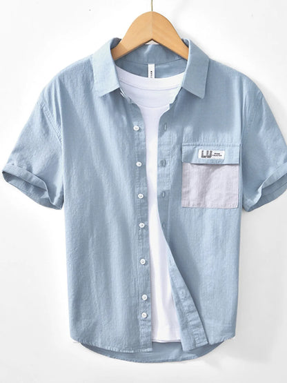 Men's Button Up Short Sleeve Shirt - Farnelli