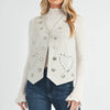 Aemi + Co Heart Rivet Detail Suede Vest Coat - White