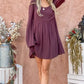 And The Why Back Lace Button Down Detail Bell Sleeve Dress - Farnelli