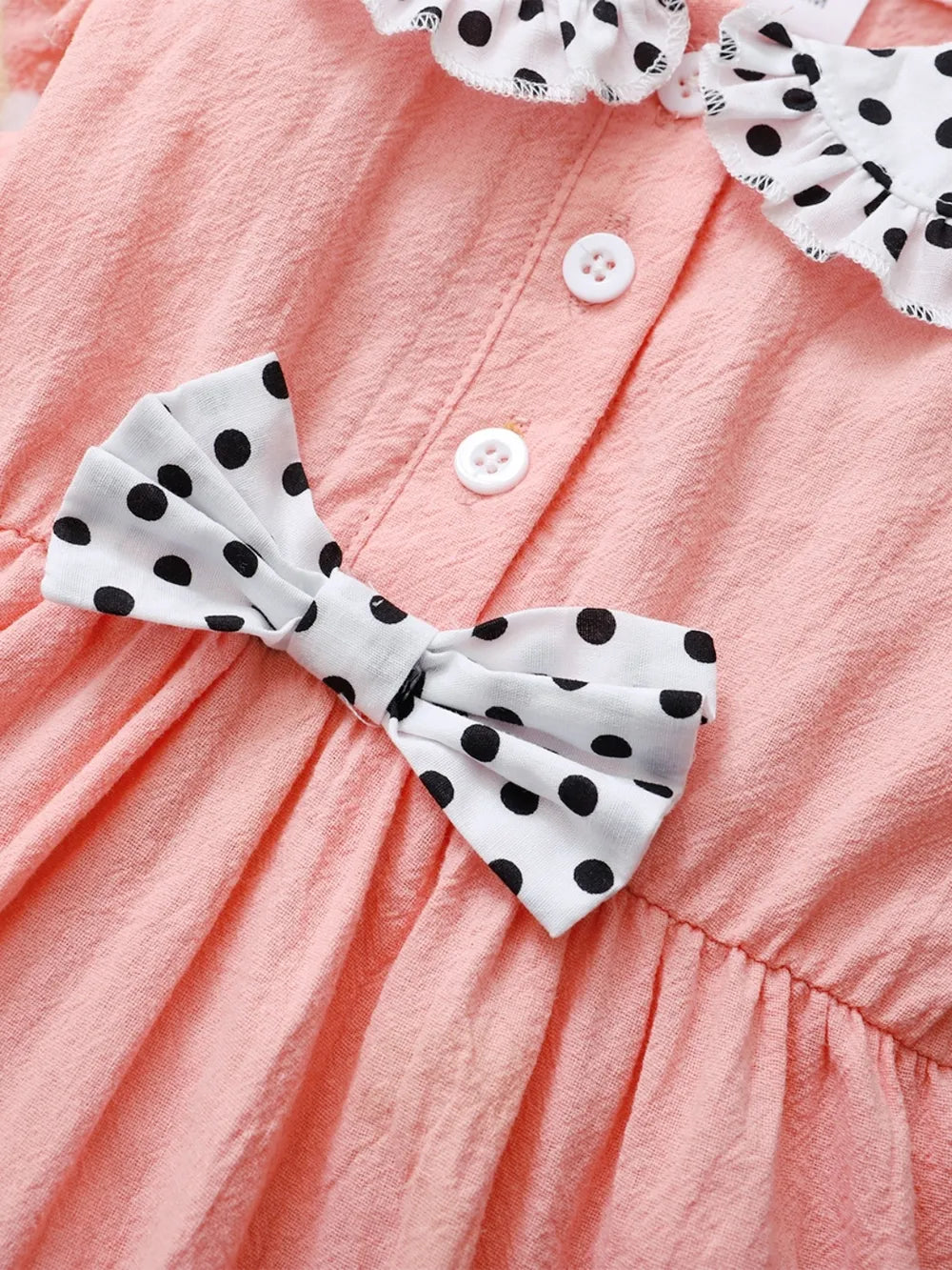 Children's Bow Peter Pan Collar Ruffle Sleeve Dress - Farnelli