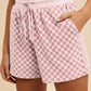Annie Wear Checkered Round Neck Top and Drawstring Shorts Set - Farnelli